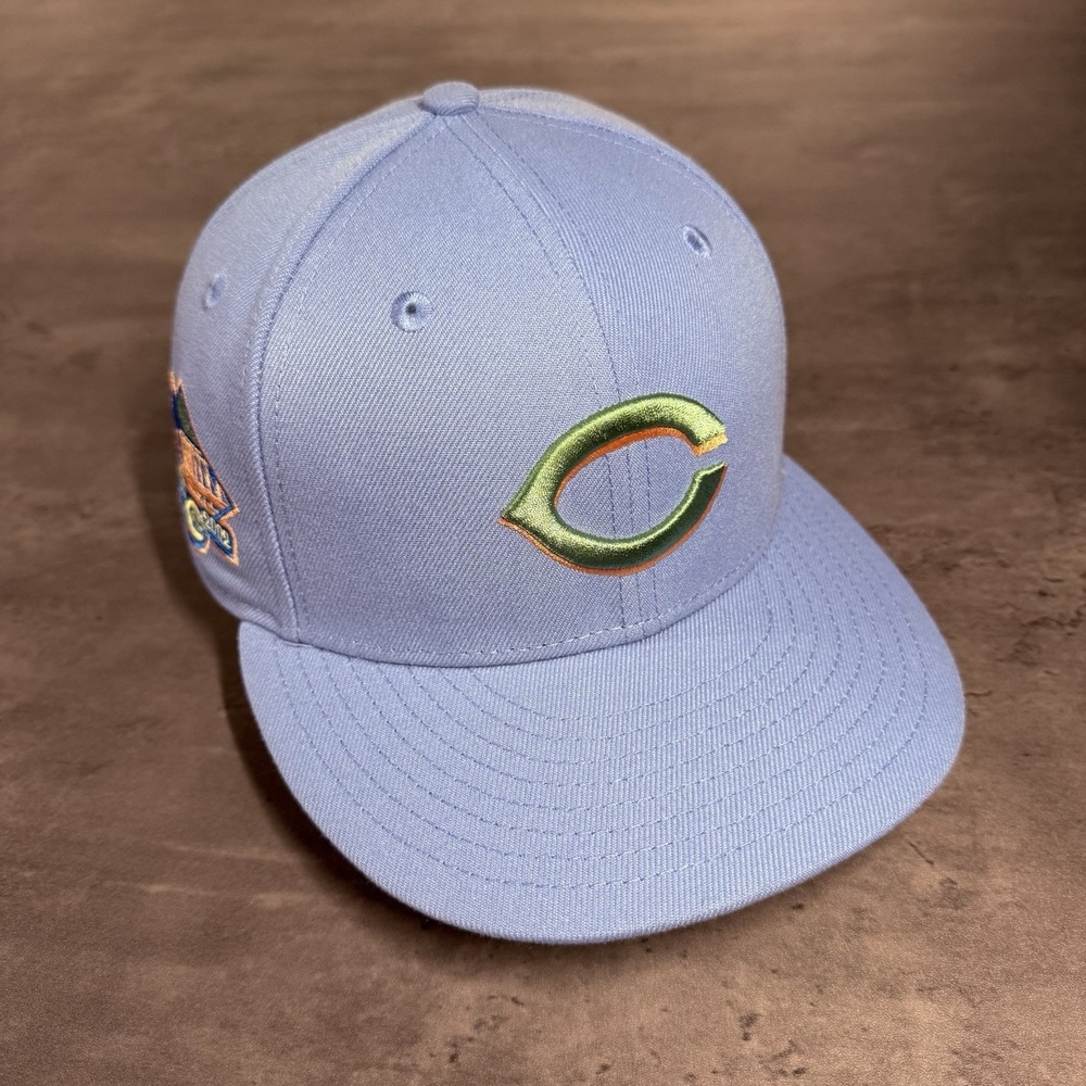 Hat Club Cincinnati Reds New Era Cap 7‎ 1/8 Riverfront Stadium Blue Green Peach